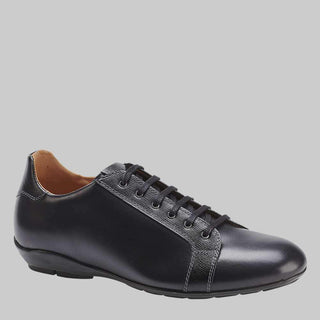 Mezlan Mens Luxury Shoes Ubrique Black Burnished Calfskin Sneakers (MZ2260)-AmbrogioShoes