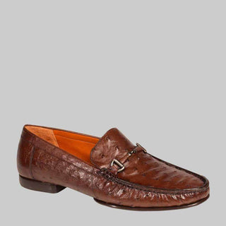 Mezlan Mens Luxury Shoes Vittorio Tabac Ostrich Moccasin (MZ2275)-AmbrogioShoes