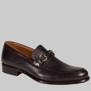 Mezlan Mens Luxury Shoes Worcester Black Burnished Calfskin Loafers (MZ2277)-AmbrogioShoes