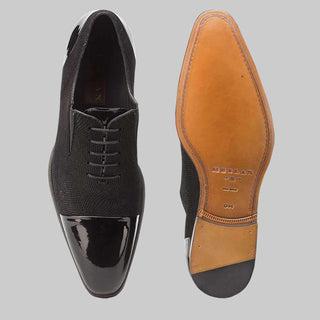 Mezlan Mens Luxury Shoes Zael Black Calfskin & Suede Oxfords (MZ2279)-AmbrogioShoes