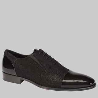 Mezlan Mens Luxury Shoes Zael Black Calfskin & Suede Oxfords (MZ2279)-AmbrogioShoes