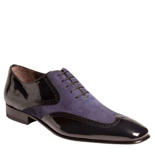 Mezlan Mens Luxury Shoes Zorba Blue Calfskin & Suede Oxfords (MZ2024)-AmbrogioShoes