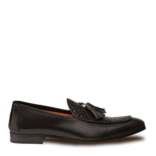 Mezlan Men's Rubini Black Calfskin Apron Toe Tassled Slip on Loafers 8825 (MZ2838)-AmbrogioShoes