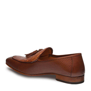 Mezlan Men's Rubini Cognac Calfskin Apron Toe Tassled Slip on Loafers 8825 (MZ2839)-AmbrogioShoes