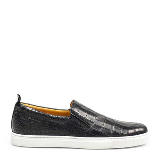 Mezlan Men's Shoes Black Crocodile Print / Calf-Skin Leather Slip-On Loafers 9394 (MZ3201)-AmbrogioShoes