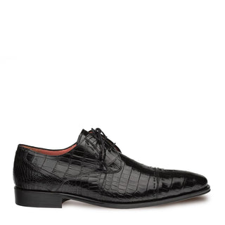 Mezlan Men's Shoes Black Exotic Alligator Cap-Toe Oxfords 4645-J (MZ3209)-AmbrogioShoes