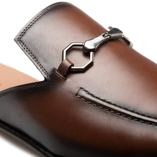 Mezlan Men's Shoes Mocha Calf-Skin Leather Horsebit Mules (MZ3751)-AmbrogioShoes