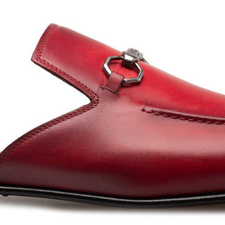 Mezlan Men's Shoes Red Calf-Skin Leather Horsebit Mules (MZ3750)-AmbrogioShoes