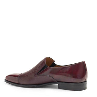 Mezlan Milani Men's Shoes Burgundy Deer-Skin / Calf-Skin Leather Dress Slip-On Loafers 18984 (MZ3198)-AmbrogioShoes