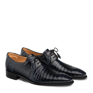 Mezlan Moscow Men's Shoes Dark Blue Alligator Plain Toe Oxfords 4574-J (MZ3181)-AmbrogioShoes