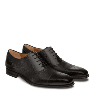 Mezlan Murino Men's Luxury Shoes Black Deerskin & Calfskin Leather Oxfords 19051(MZ2728)-AmbrogioShoes