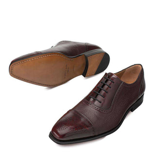 Mezlan Murino Men's Luxury Shoes Burgundy Deerskin & Calfskin Leather Oxfords 19051(MZ2729)-AmbrogioShoes