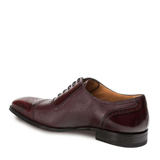 Mezlan Murino Men's Luxury Shoes Burgundy Deerskin & Calfskin Leather Oxfords 19051(MZ2729)-AmbrogioShoes