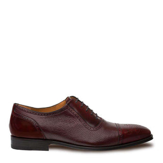 Mezlan Murino Men's Luxury Shoes Burgundy Deerskin & Calfskin Leather Oxfords 19051(MZ2729)-AmbrogioShoes