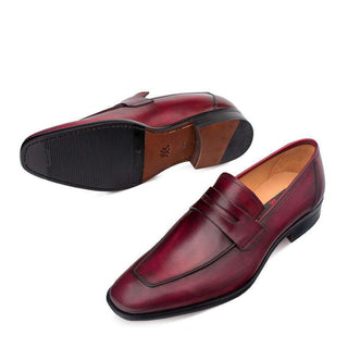 Mezlan Newport Men's Shoes Burgundy Loafers 9052 (MZ3012)-AmbrogioShoes