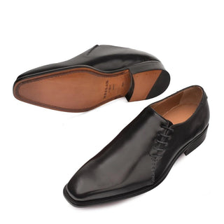 Mezlan Nicos 9727 Men's Shoes Black Calf-Skin Leather Slip On Oxfords (MZ3236)-AmbrogioShoes