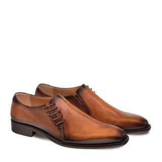 Mezlan Nicos 9727 Men's Shoes Cognac Calf-Skin Leather Slip On Oxfords (MZ3237)-AmbrogioShoes