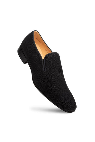 Mezlan Notte 20958 Black Glass Suede Slip On Loafers (MZ3698)