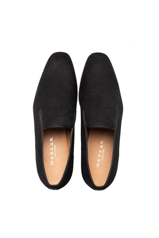 Mezlan Notte 20958 Black Glass Suede Slip On Loafers (MZ3698)