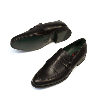 Mezlan Octavio Mens Luxury Shoes Black Burnished Calfskin Loafers 8238 (MZ2380)-AmbrogioShoes