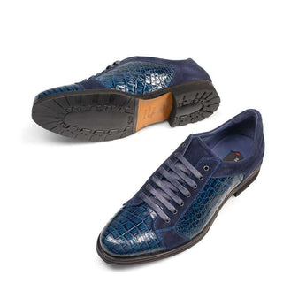 Mezlan Olsen Men’s Luxury Shoes Blue Crocodile & Suede Trekking Sport Shoe (MZ2808)-AmbrogioShoes