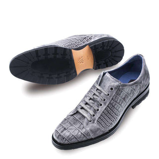 Mezlan Olsen Men’s Luxury Shoes Gray Crocodile & Suede Trekking Sport Shoe (MZ2809)-AmbrogioShoes