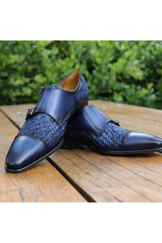 Mezlan Palomar 20688 Fabric / Leather Dress/ Formal Monk-Straps Loafers (MZ3623)