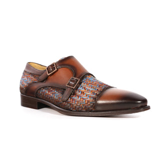 Mezlan Palomar 20688 Men's Shoes Multi-Color Fabric / Calf-Skin Leather Dress/ Formal Monk-Straps Loafers (MZS3622)-AmbrogioShoes