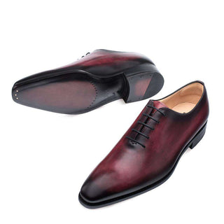 Mezlan Pamplona Men's Shoes Burgundy Leather Oxfords (MZ3002)-AmbrogioShoes
