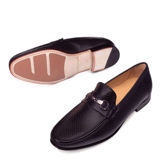 Mezlan Pani Black Calfskin Dress Moccasin Horse-Bit Loafers Shoe(MZ2819)-AmbrogioShoes