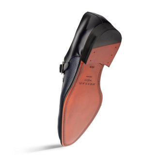 Mezlan Pego 21158 Black Deer-Skin / Calf-Skin Leather Single Monk Strap (MZ3703)-AmbrogioShoes