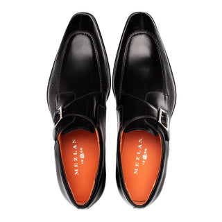 Mezlan Pego 21158 Men's Shoes Black Deer-Skin / Calf-Skin Leather Single Monk-Strap Loafers (MZ3703)-AmbrogioShoes