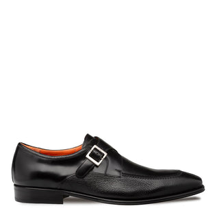 Mezlan Pego 21158 Men's Shoes Black Deer-Skin / Calf-Skin Leather Single Monk-Strap Loafers (MZ3703)-AmbrogioShoes