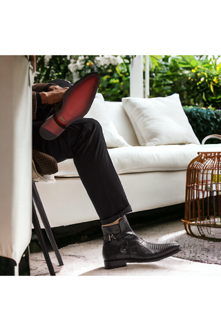 Mezlan Peninsula Lizard Ankle Boots-AmbrogioShoes