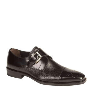 Mezlan Phoenix 16505 Men's Designer Shoes Black Calfskin & Deerskin Monk Strap Loafers (MZ2032)-AmbrogioShoes