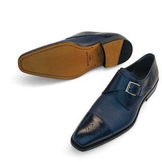 Mezlan Phoenix Calf-Skin Leather & Deer-Skin Single Monk-Strap (MZ2033)-AmbrogioShoes