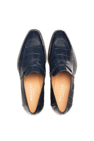 Mezlan Piccolo 4954-J Alligator Skin Split-Toe Penny Loafers (MZ3661)-AmbrogioShoes