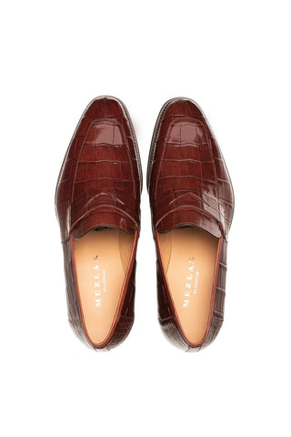 Mezlan Piccolo 4954-J Alligator Split-Toe Penny Loafers (MZ3661)