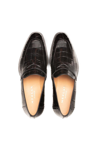 Mezlan Piccolo 4954-J Alligator Split-Toe Penny Loafers (MZ3661)