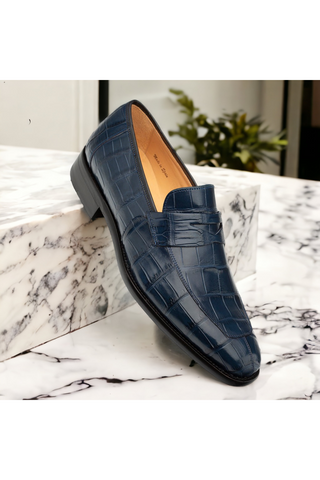 Mezlan Piccolo 4954-J Alligator Split-Toe Penny Loafers (MZ3661)