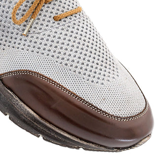 Mezlan Piedra Men's Shoes Brown & Gray Fabric / Calf-Skin Leather Sneakers (MZ3748)-AmbrogioShoes