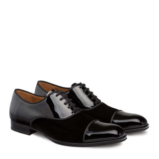 Mezlan Pio Men's Shoes Black Calf-skin & Fabric Oxfords 9265 (MZ3027)-AmbrogioShoes