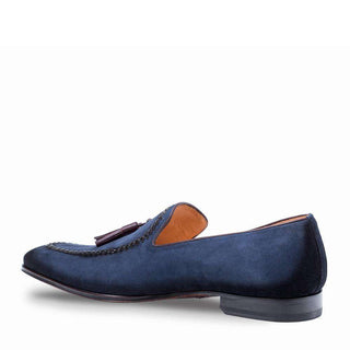 Mezlan Plazza Mens Luxury Shoes Blue Suede Loafers 8452 (MZ2610)-AmbrogioShoes