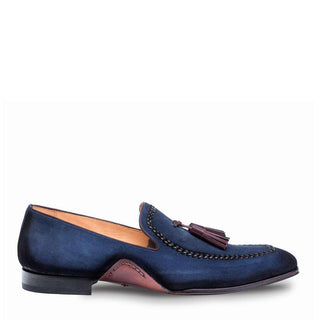 Mezlan Plazza Mens Luxury Shoes Blue Suede Loafers 8452 (MZ2610)-AmbrogioShoes