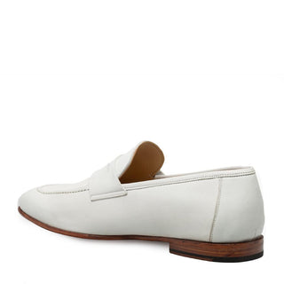 Mezlan Pompei Men's Shoes Bone White Calf-Skin Leather Loafers 9349 (MZ3141)-AmbrogioShoes