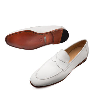 Mezlan Pompei Men's Shoes Bone White Calf-Skin Leather Loafers 9349 (MZ3141)-AmbrogioShoes