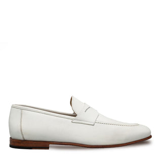 Mezlan Pompei Men's Shoes Bone White Calf-Skin Leather Loafers 9349 (MZ3141)-AmbrogioShoes