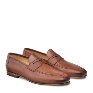 Mezlan Pompei Men's Shoes Tan Brown Calf-Skin Leather Loafers 9349 (MZ3142)-AmbrogioShoes