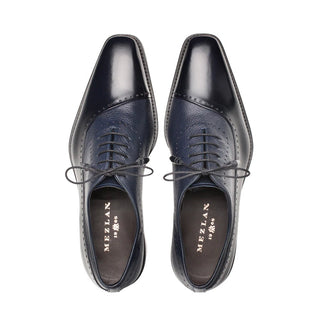 Mezlan Men's Luxury Designer Shoes Postdam Blue Calfskin & Deerskin Oxfords (MZ2026)-AmbrogioShoes