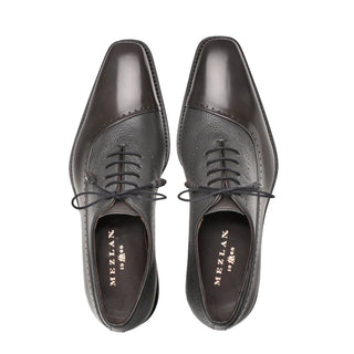 Mezlan Postdam Men's Codovan Calfskin and Soft Deerskin Grey Oxfords (MZ2924)-AmbrogioShoes